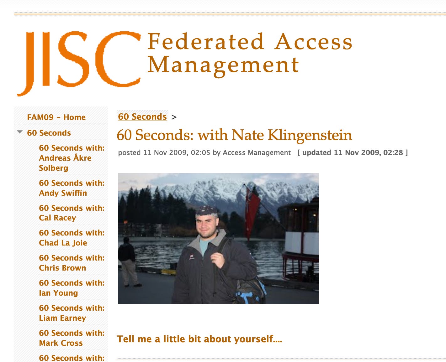 Story from IT publication "60 seconds with Nate Klingenstein"