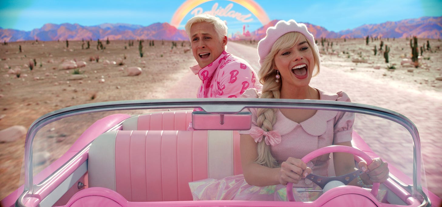 Ryan Gosling and Margot Robbie in Barbie | Image via Warner Bros.