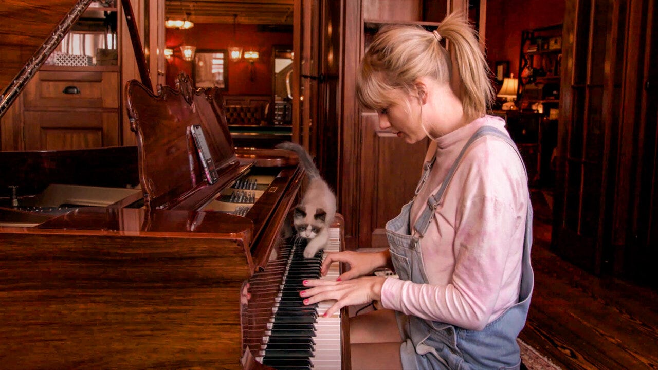 Taylor Swift at her piano in Miss Americana.