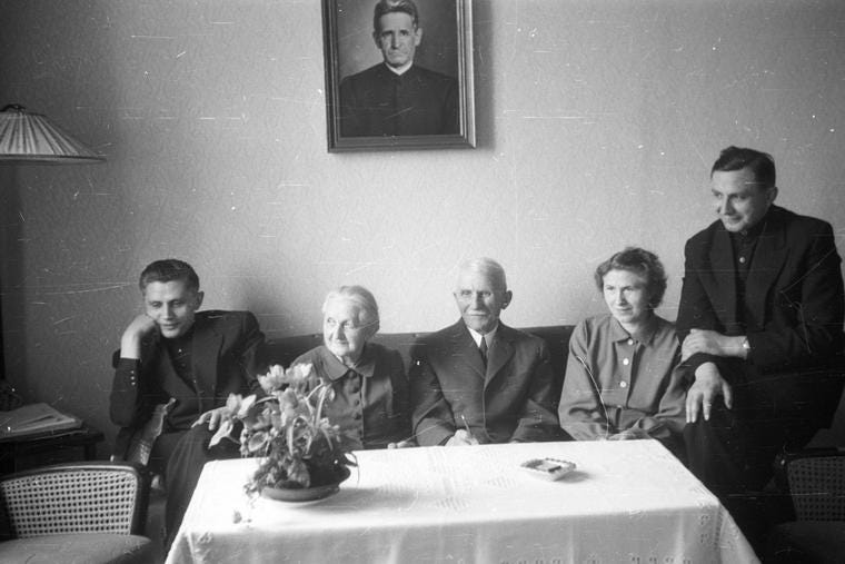 Young Cardinal Joseph Ratzinger (far left) with his family.