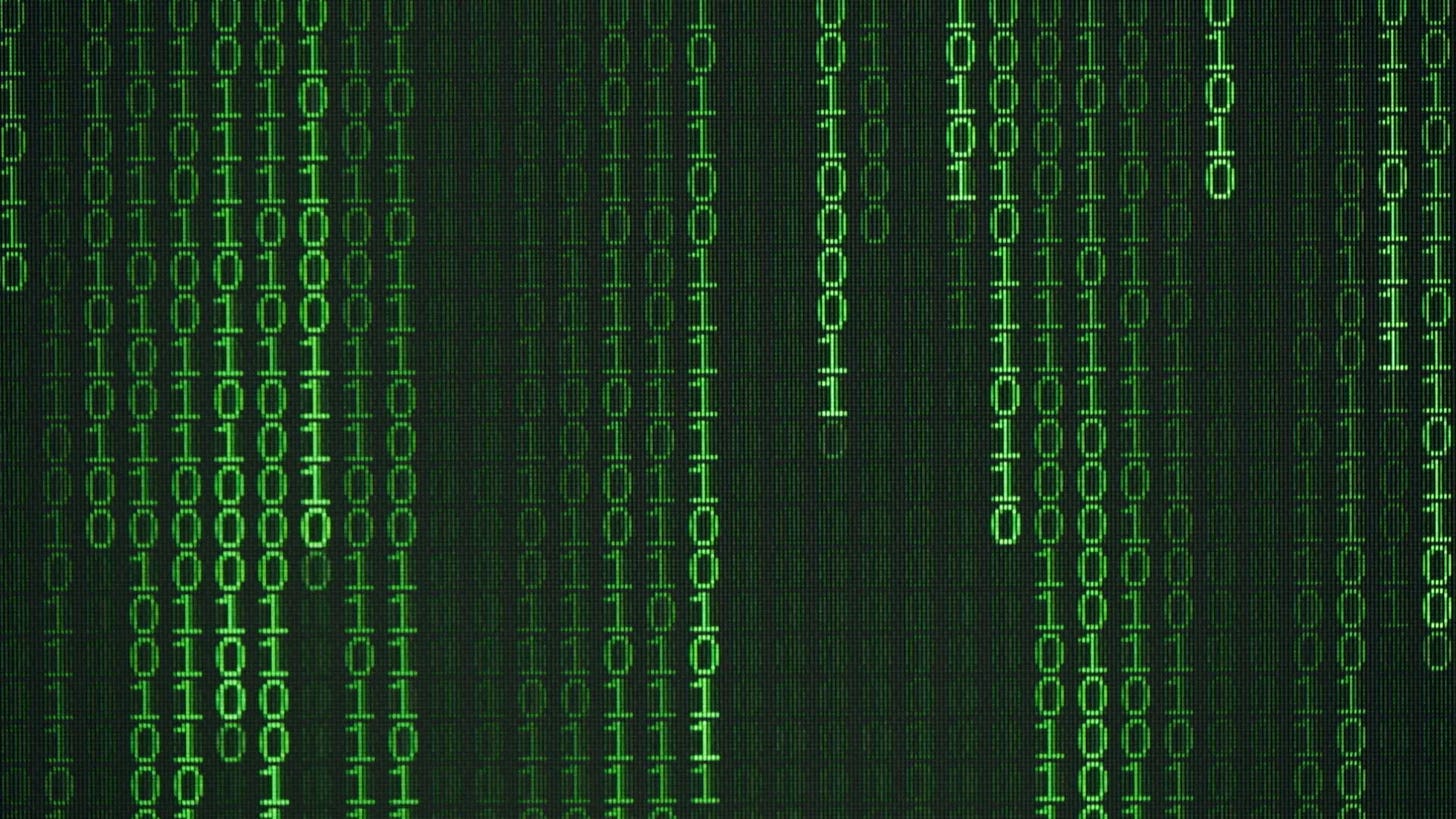 Green binary code on a computer monitor. Motion Background - Storyblocks