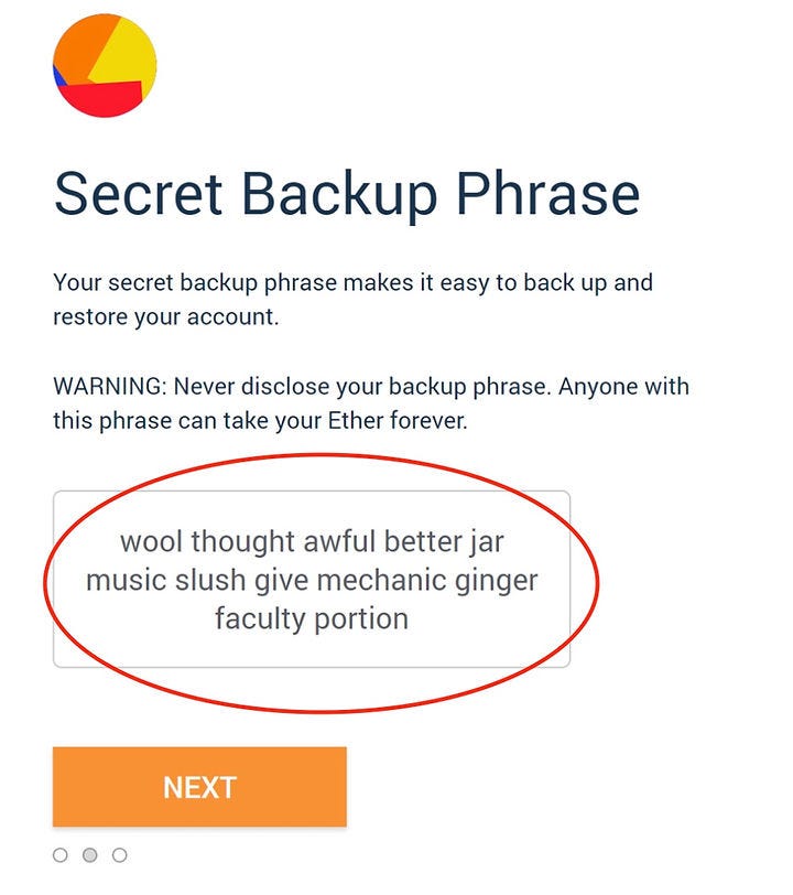 Crypto secret phrase