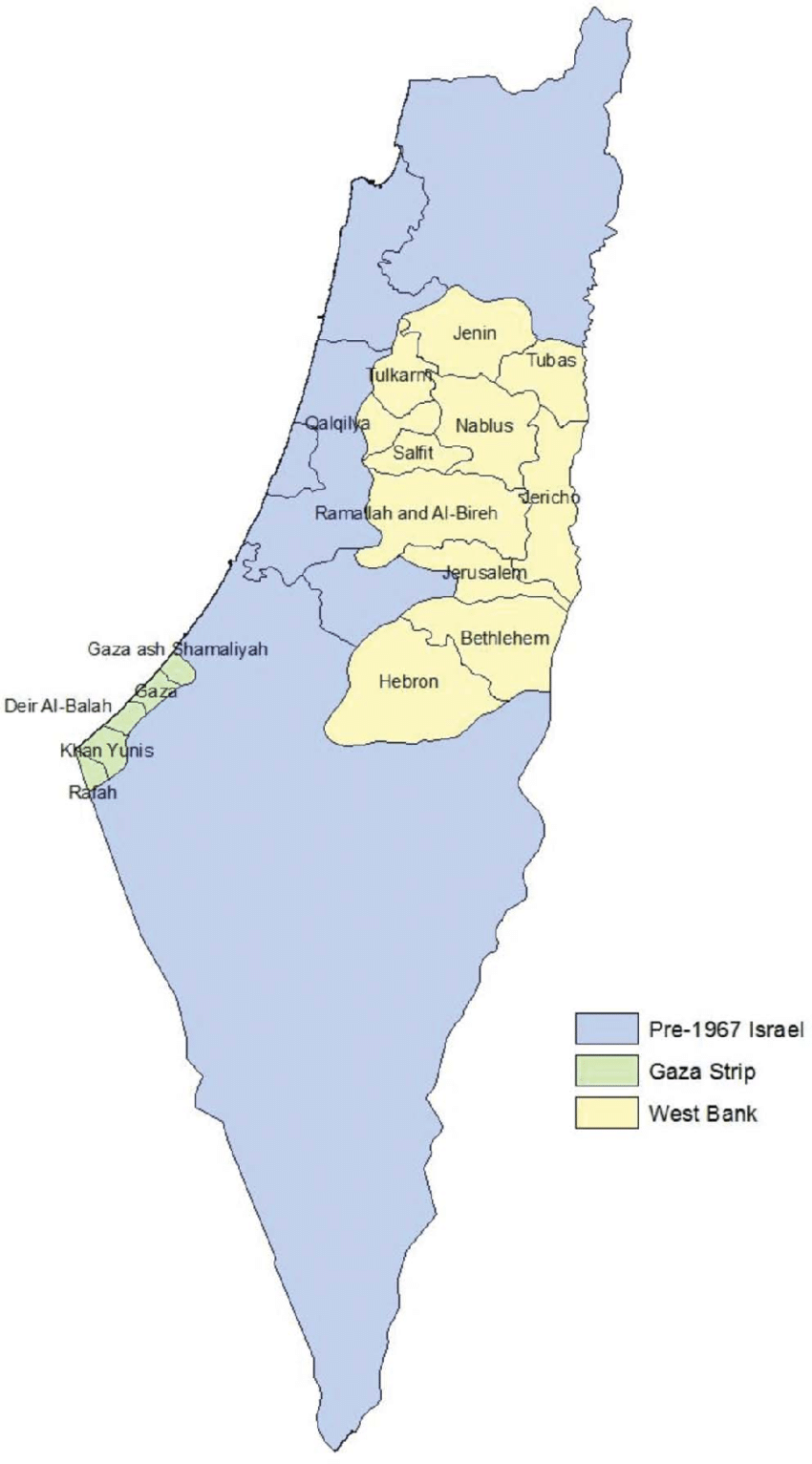 Map of Israel and the Palestinian districts in the WB and Gaza strip. |  Download Scientific Diagram
