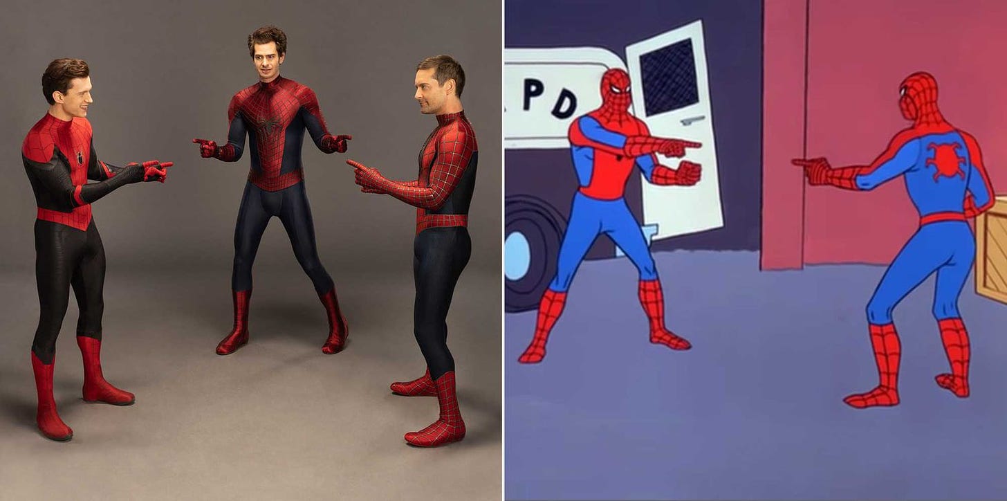 Tom Holland, Andrew Garfield, Tobey Maguire recreate Spider-Man meme