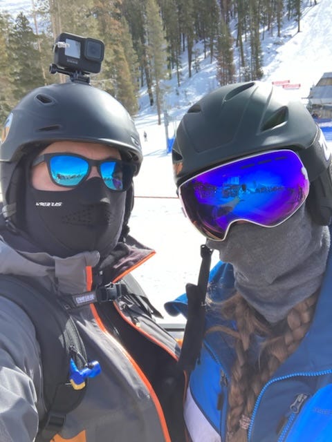 Larry and Nicole skiing