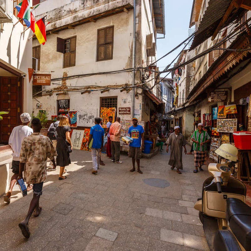 Streets Of The Stone Town In Zanzibar City, A UNESCO Protected Site, Zanzibar Archipelago Off The Coast In Tanzania, East Africa