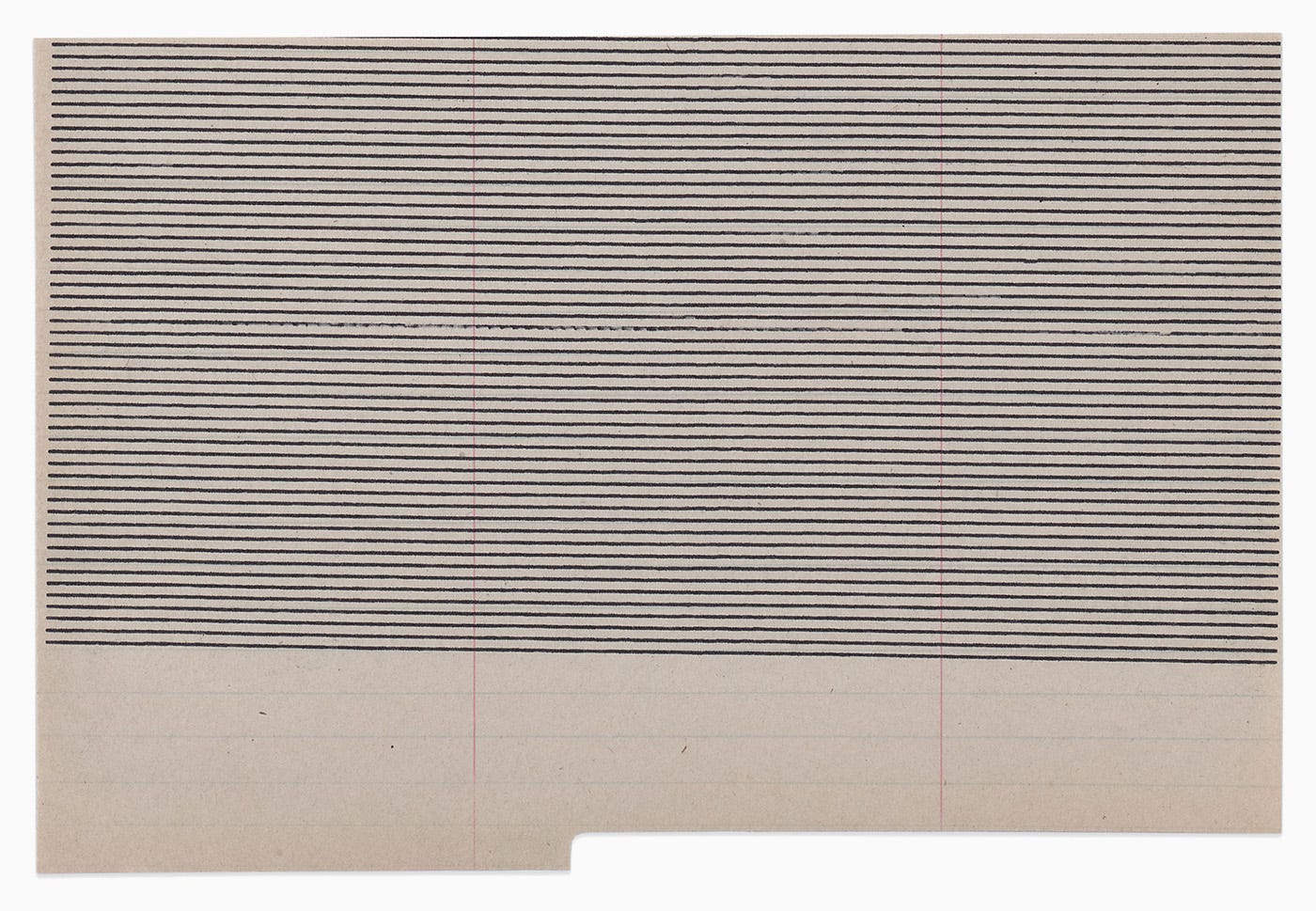 Victoria Burge, Graphs & Grids, (detail), (typewritten ink on paper in 11 parts, accompanied by an enclosure of binder’s board with foil stamp in two parts and a paper folder; installation dimensions are variable), 2023 [Krakow Witkin Gallery, Boston, MA. © Victoria Burge]
