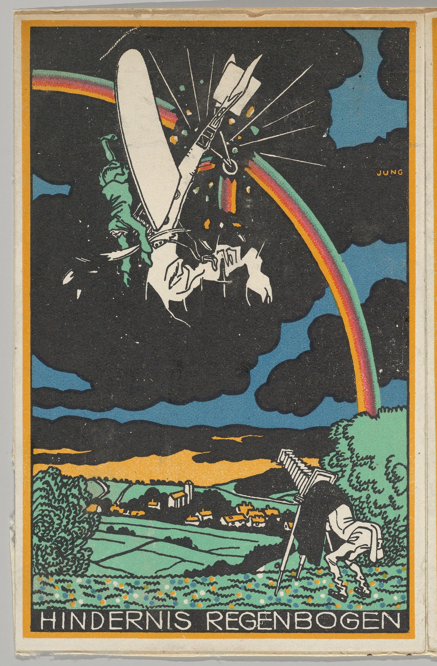 Rainbow Obstacle (Hindernis Regenbogen), Moriz Jung (Austrian (born Czechoslovakia) Moravia 1885–1915 Manilowa (Carpathians)), Color lithograph