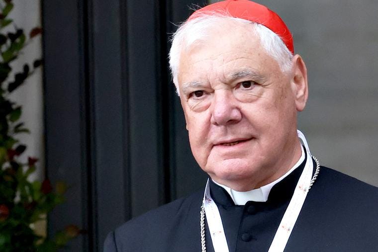 Cardinal Gerhard Ludwig Müller leaves the Paul VI Hall at the end of the first meeting of the XVI Ordinary General Assembly of the Synod of Bishops Oct. 5, 2023, in Vatican City.