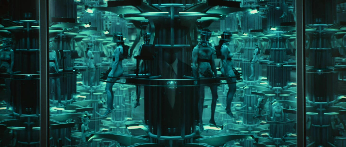 a science-fiction factory of blood-extraction towers and human "cattle"