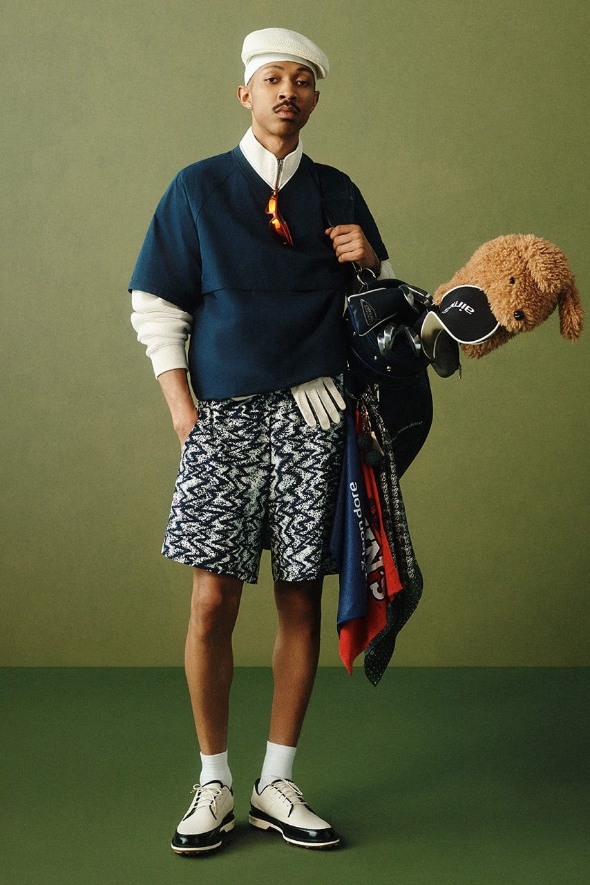aime leon dore golf collection 2025 first look price availability buy guide polo t shirt jacket hat headcover pants vest pullover shorts cordura pleated