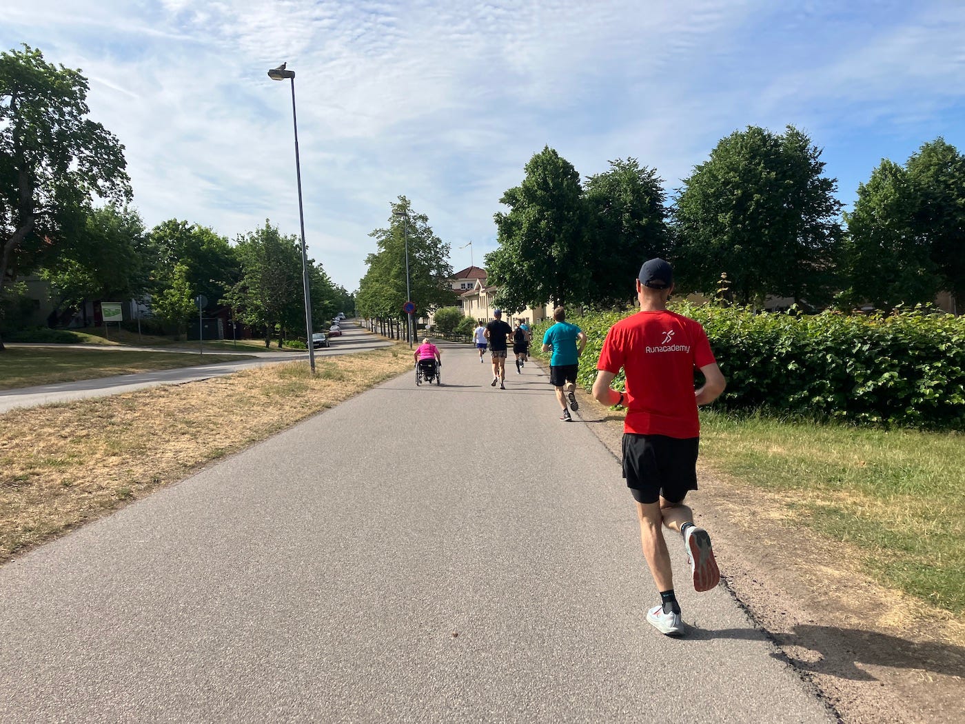 Running along the first path.