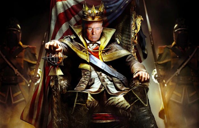 Donald J Trump as King.