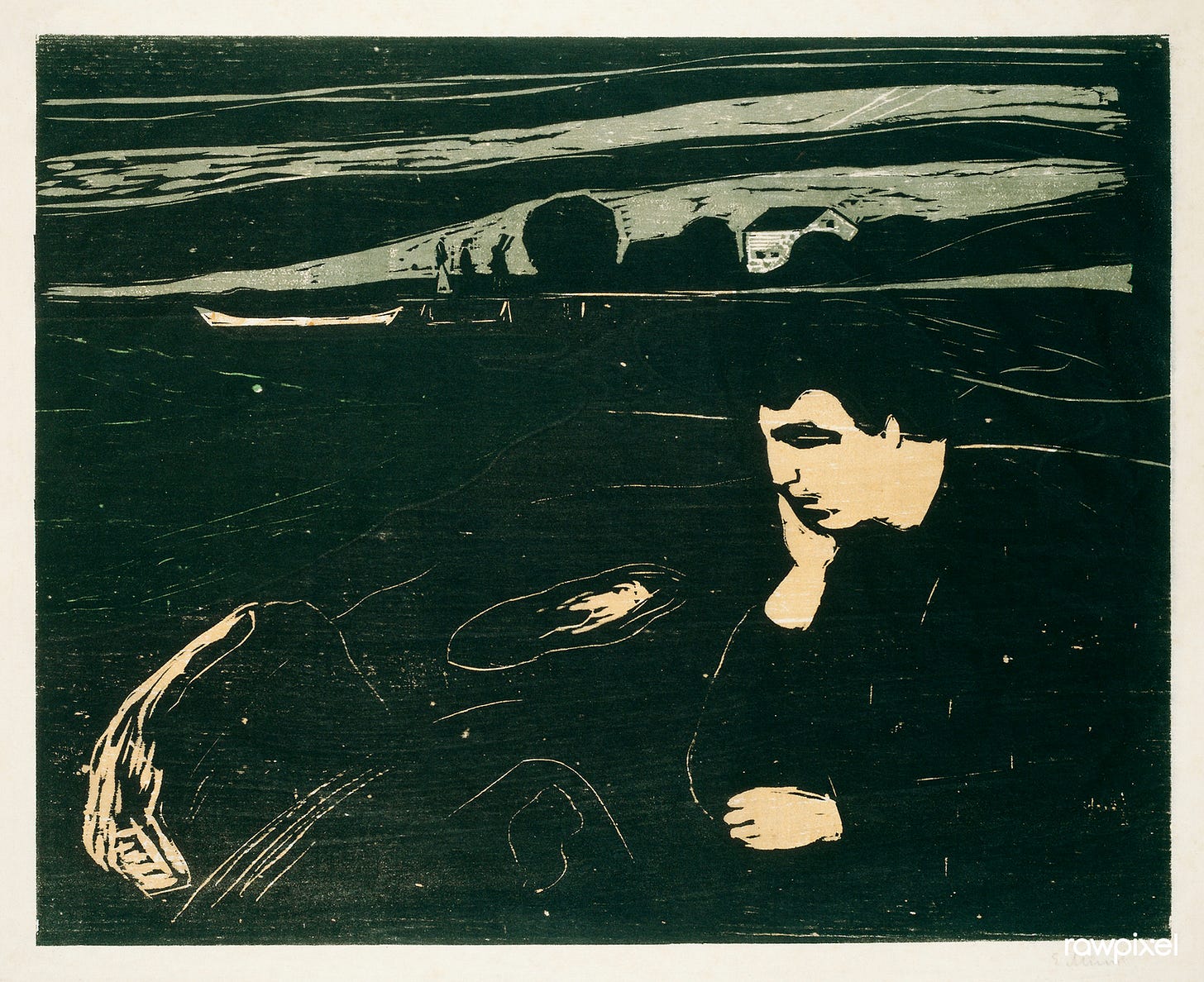 Melancholy III (1902) by Edvard Munch. Original from The Art Institute of Chicago. Digitally enhanced by rawpixel.