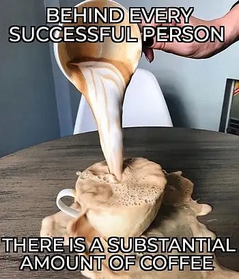 Coffee spilling - monday coffee meme