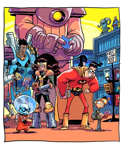 FCBD: Scottie Young Designs Free Comic Book Day 2014 Shirt ...