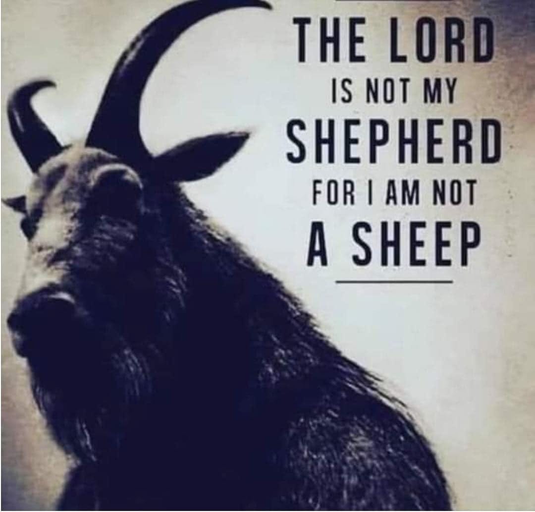 May be an image of text that says 'THE LORD IS NOT MY SHEPHERD FOR I AM NOT A SHEEP'