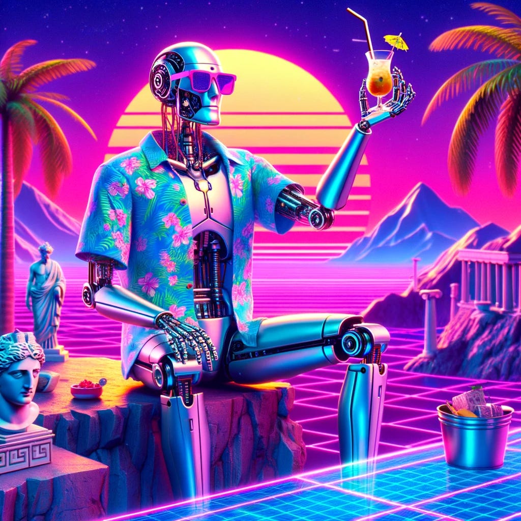 A robot drinking a cocktail