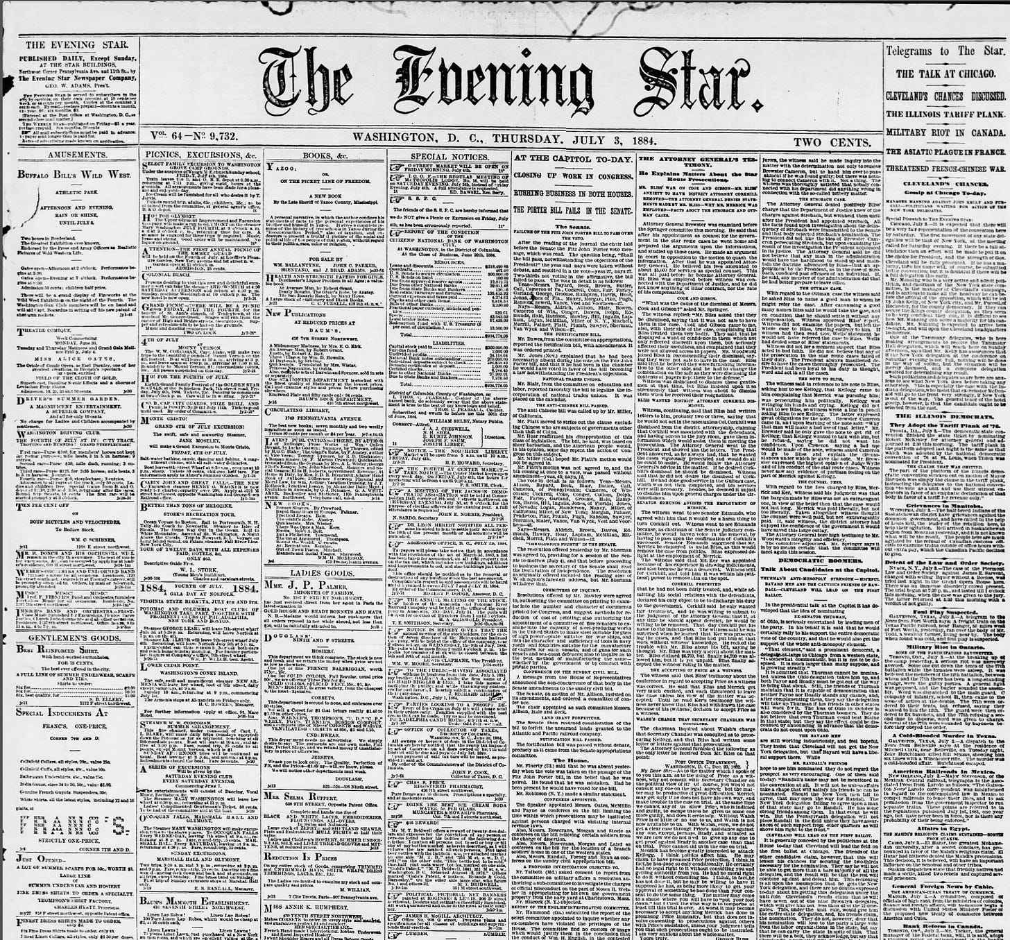 1884 Washington Evening Star