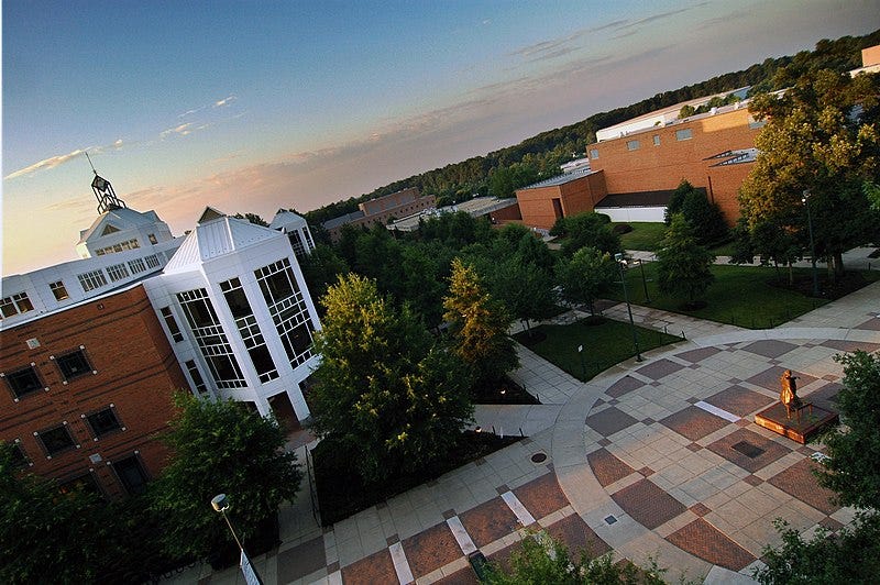 File:An aerial view of the Johnson Center at dawn..jpg