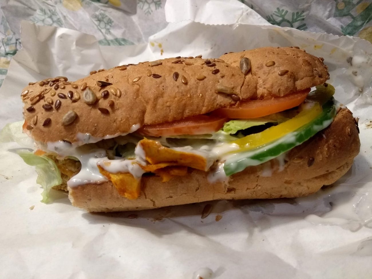 Subway vegan chicken tikka TLC sandwich