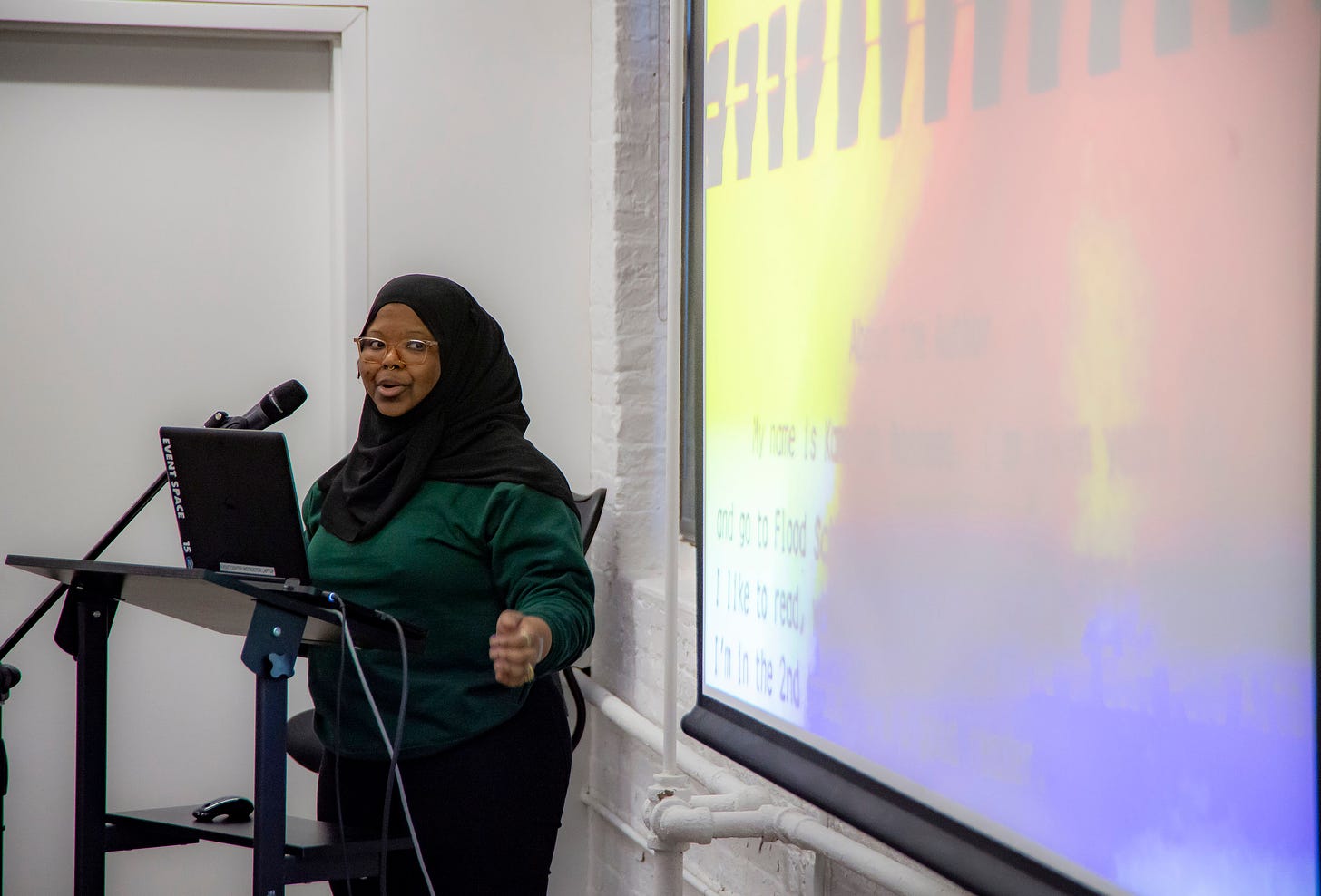 Artist Kameelah Janan Rasheed talked about her artistic work with the libraries. Photo: Aidan Smith.