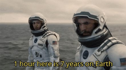 One Hour Here Is Seven Years On Earth Interstellar Meme - One hour here is  seven years on earth Interstellar - Discover & Share GIFs