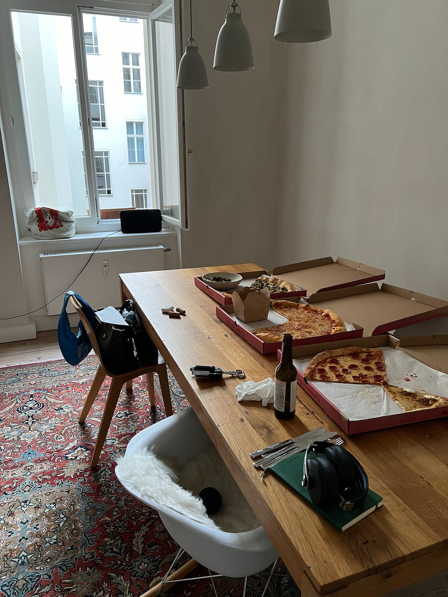 pizza on a table