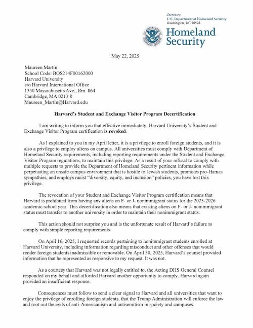 Noem letter 1