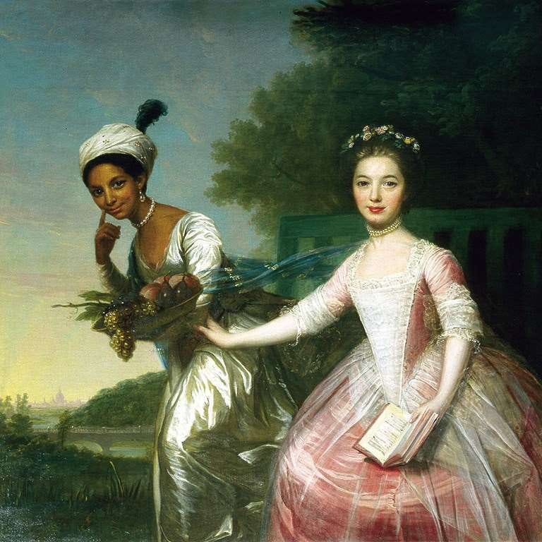 Portrait of Dido Belle standing next to her cousin