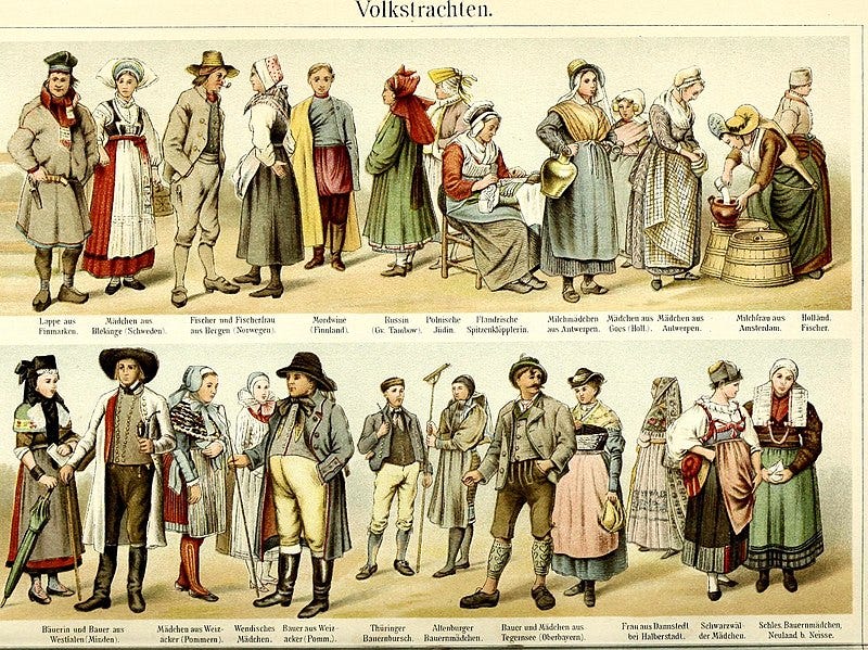 File:Volkstrachten (Folk costume) Page 889 Meyers grosses Konversations-Lexikon - ein Nachschlagewerk des allgemeinen Wissens 1908.jpg