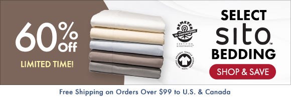 Get 60% Off on Select Sito® Organic Bedding