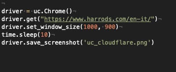 Undetected Chromedriver code