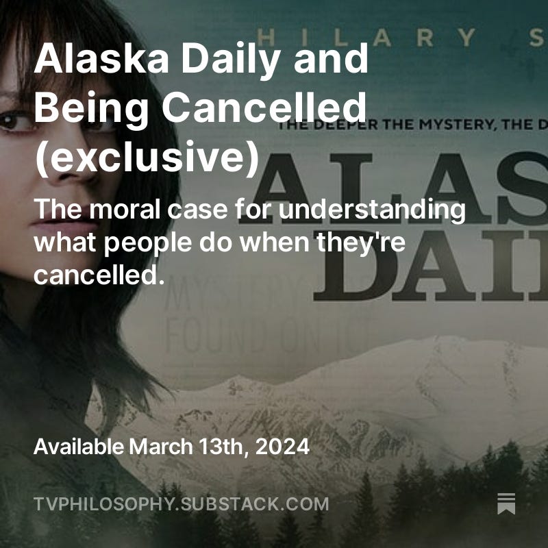 Alaska Daily starring Hilary Swank, Jeff Perry, Matt Malloy, Meredith Holzman, and Grace Dove.