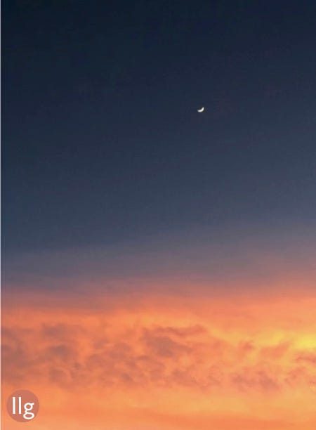 moon and sunset