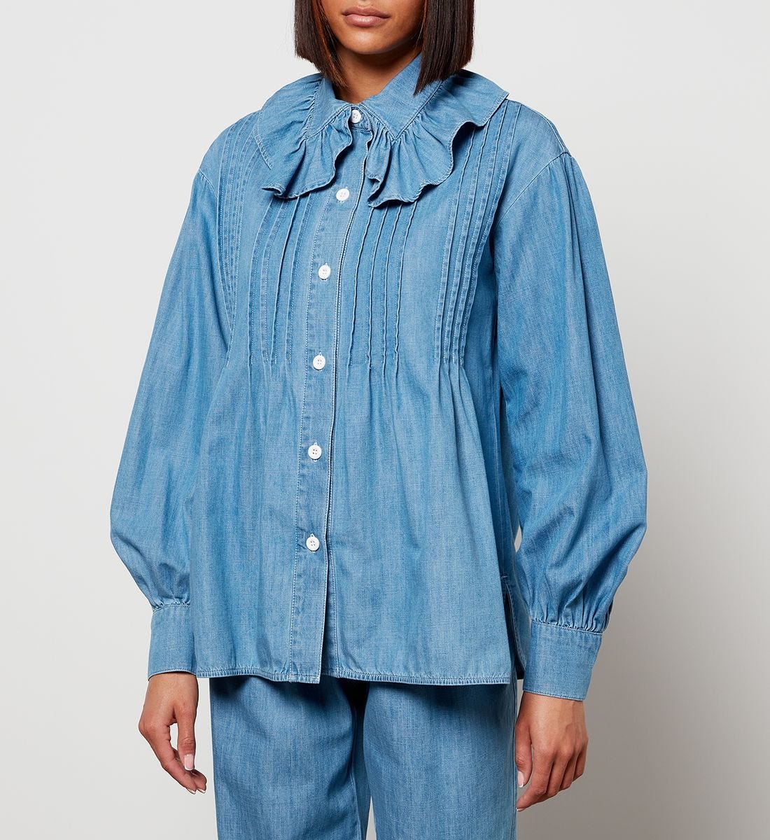 See By Chloe Women's Frill Collar Denim Shirt - Eternal Blue - EU38/UK10 image 1