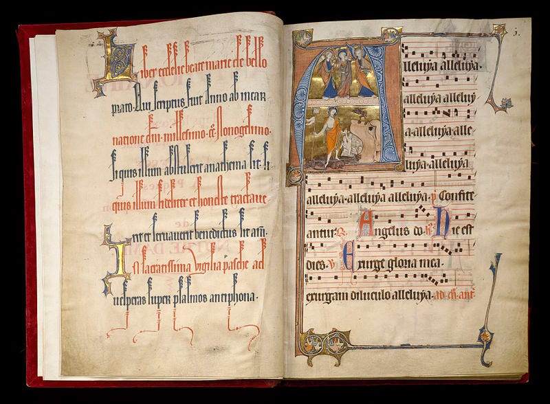 File:Flemish - Leaf from the Beaupré Antiphonary (Volume I) - Walters W7591V - Open Group.jpg