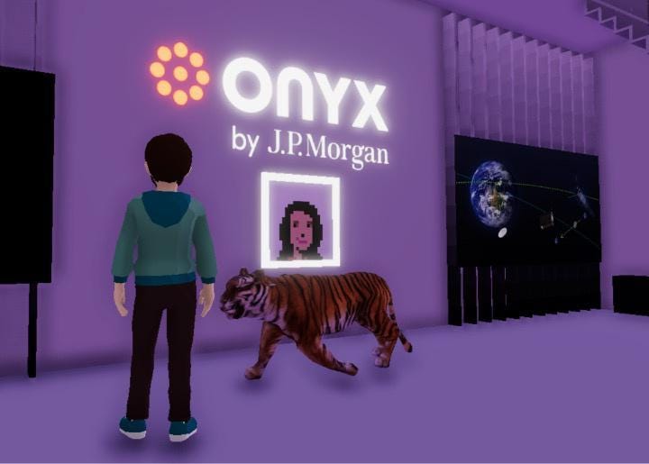 JPMorgan's Onyx Lounge sports an avatar of the CEO Jamie Dimon and a tiger