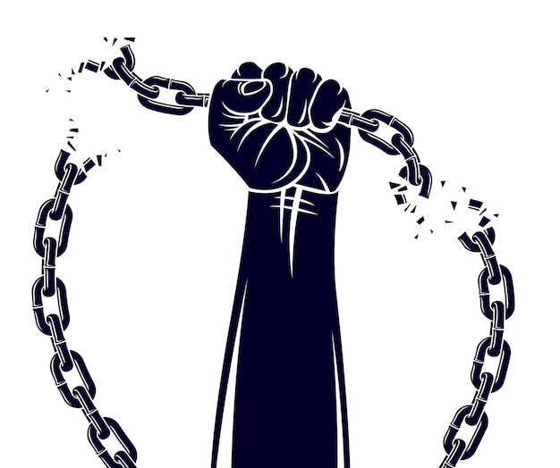 Premium Vector | Strong hand clenched fist fighting for freedom against  chain slavery theme illustration, vector logo or tattoo, getting free,  struggle for liberty.