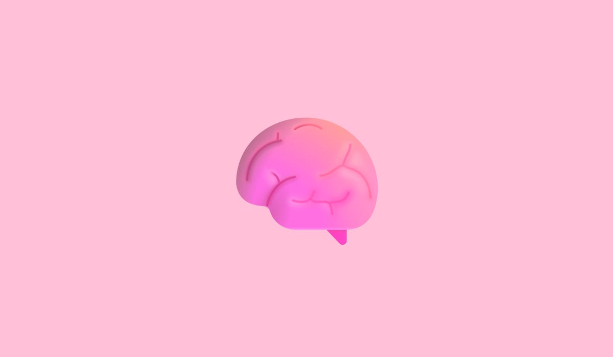 brain emoji on a pink background