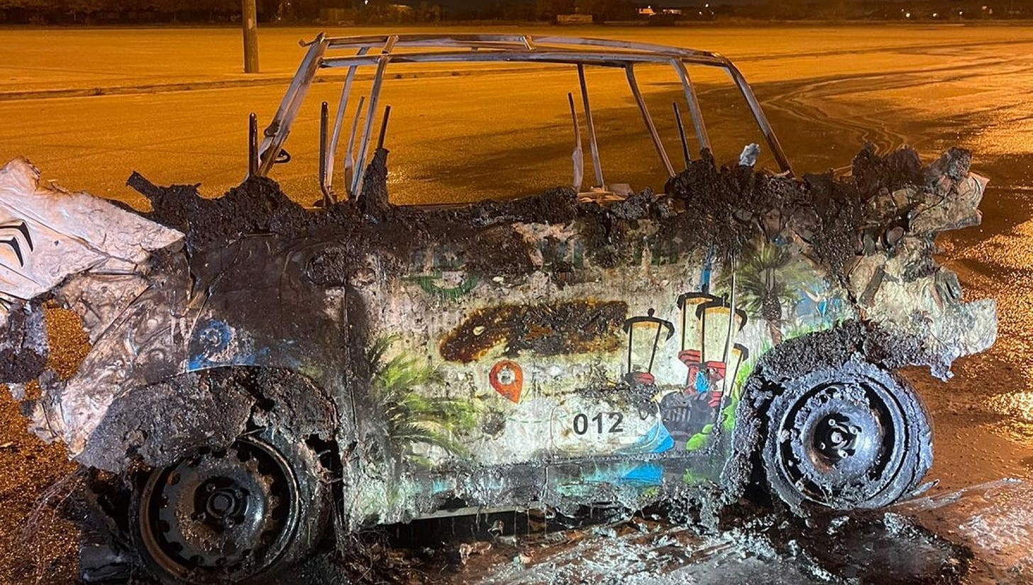 Bari, microcar a noleggio vandalizzata a pochi giorni dall'avvio del  servizio: ragazzi la fanno ribaltare davanti al San Nicola e prende fuoco -  la Repubblica