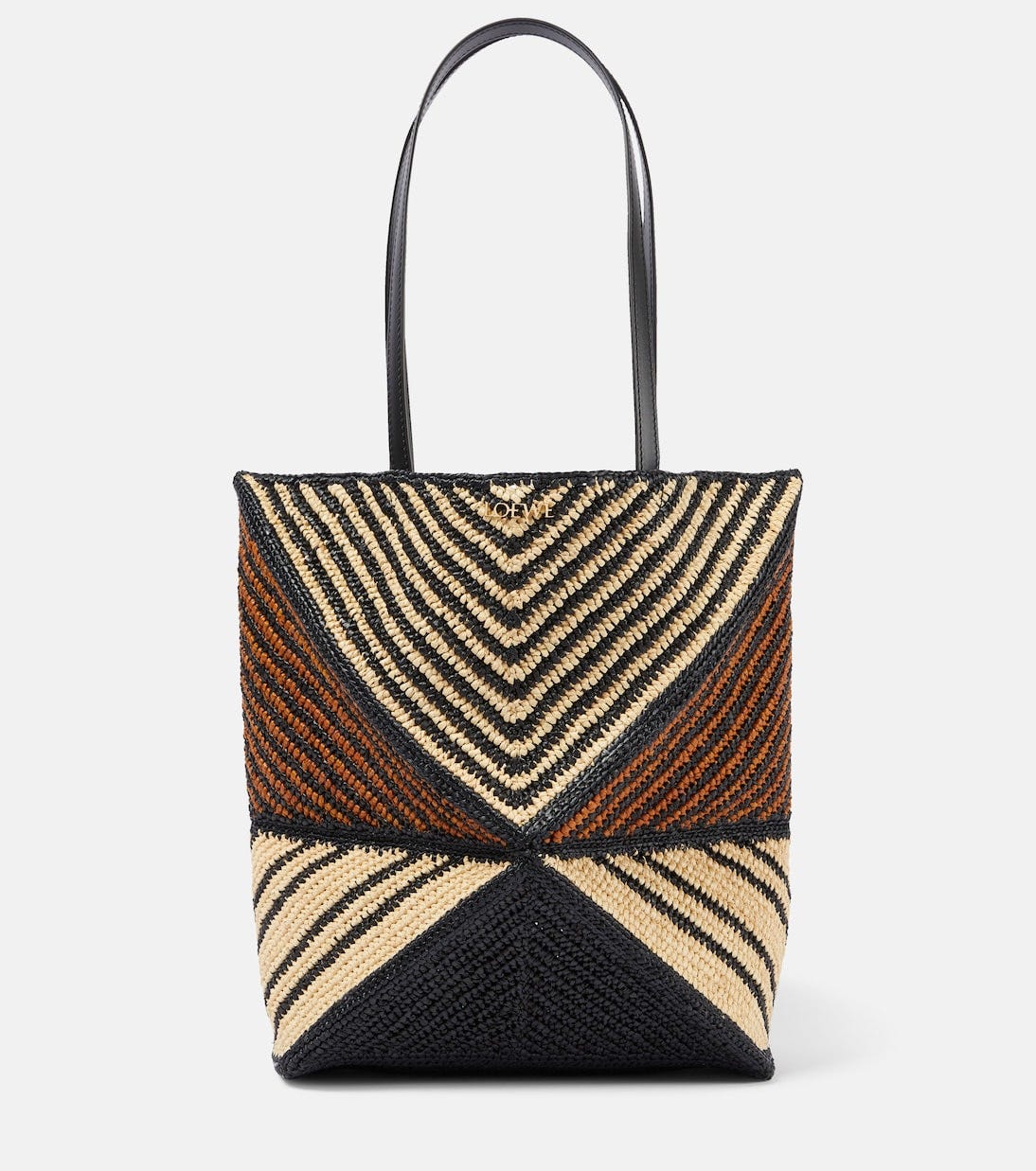 Paula's Ibiza Puzzle Fold Medium raffia tote bag | Loewe