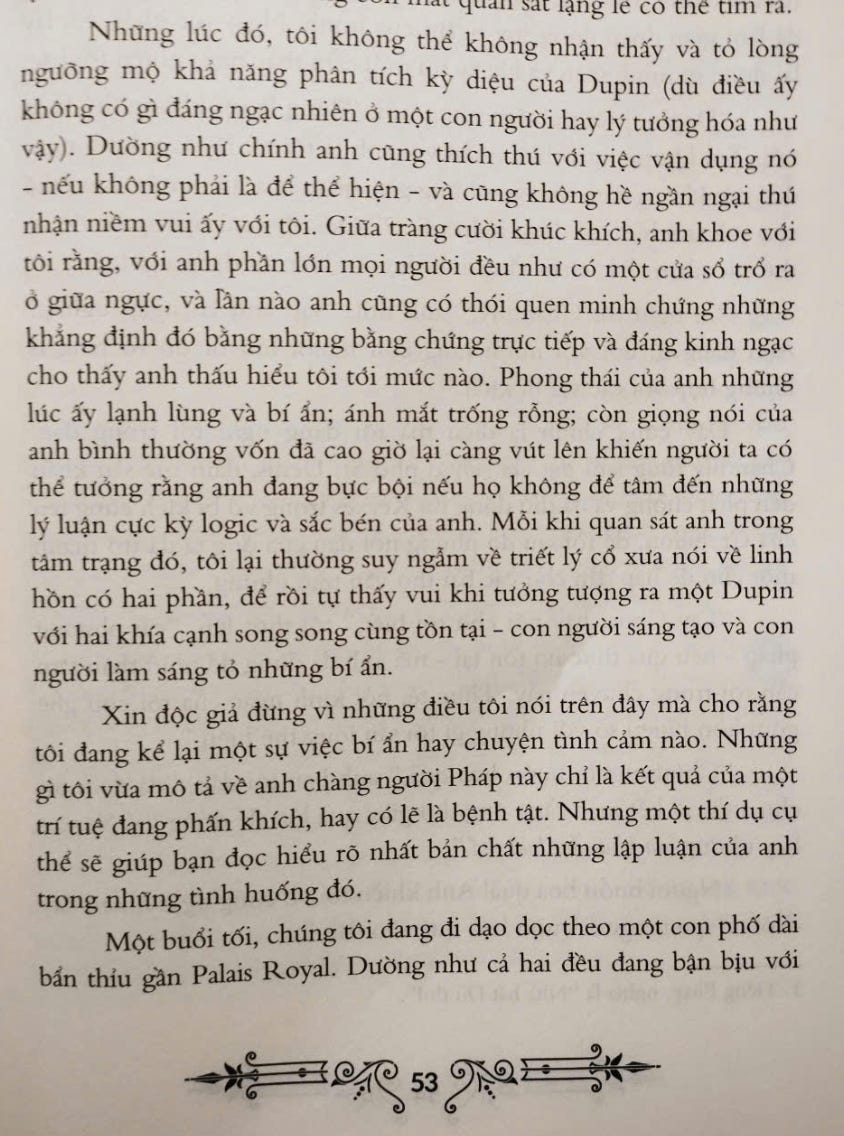 Đoạn miêu tả ấn tượng về thám tử Dupin