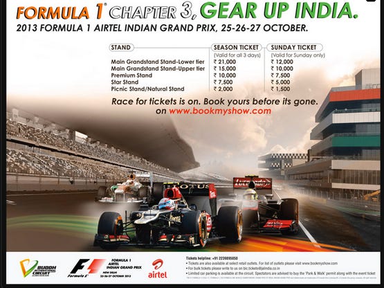 Formula 1: 2013 Airtel Indian Grand Prix ticket bookings open | India.com