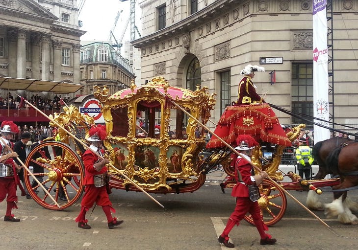 A gold state coach in the Lord Mayor's Show procession