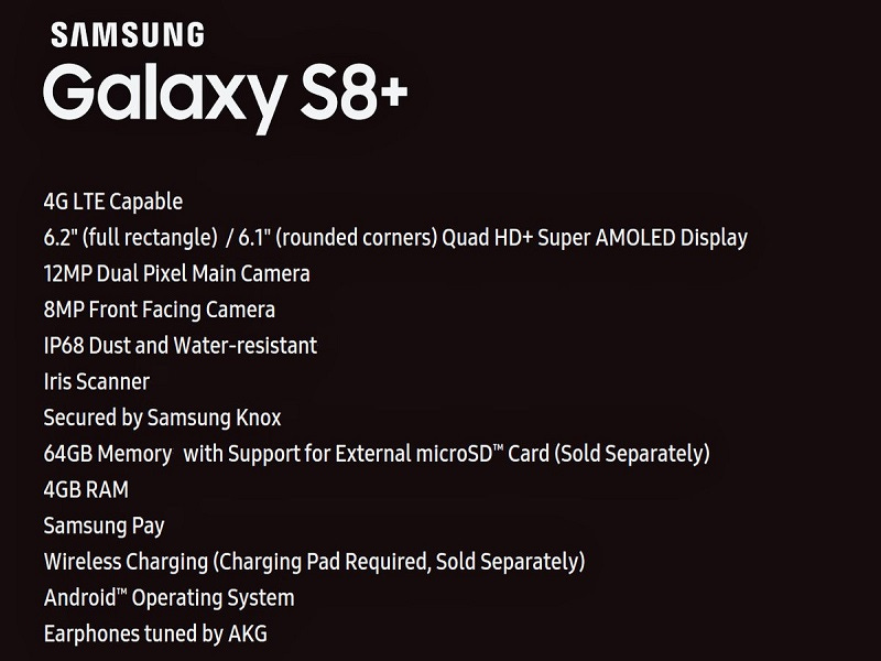 samsung s8 spec sheet