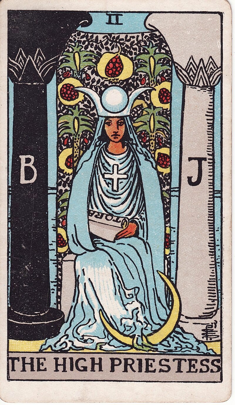 The High Priestess, Rider, Waite, Smith Tarot Deck