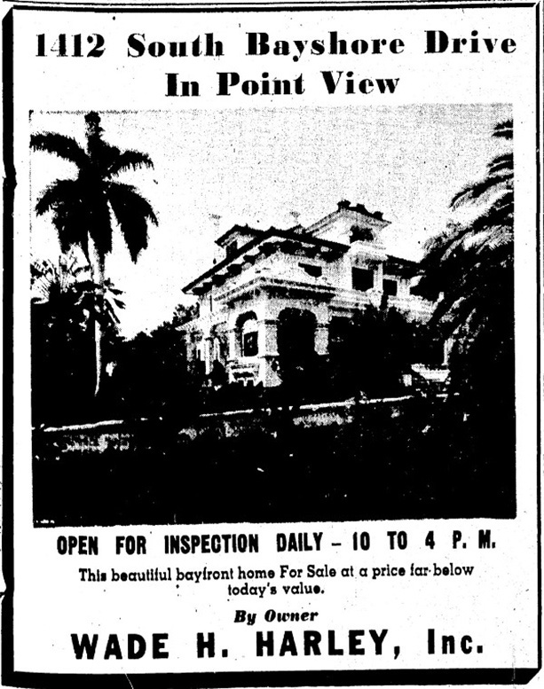 Figure 7: Ad in Miami Herald in 1941 to sell Point View home