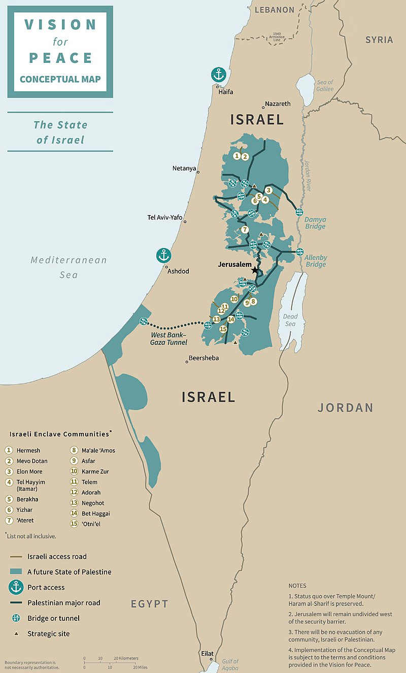 The proposed Israeli-Palestinian borders