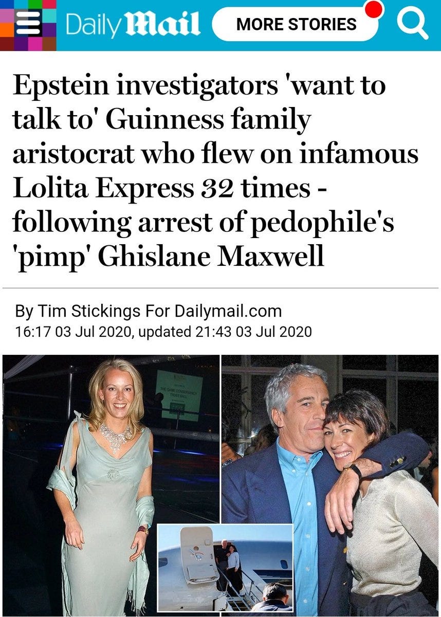 Former Epstein associate Clare Hazell, the Countess of Iveagh is married to Edward Guinness.Flight logs revealed she took 32 flights between 1998 and 2000 on the Lolita. She recently had to step down from her role at National Society for the Prevention of Cruelty to Children.